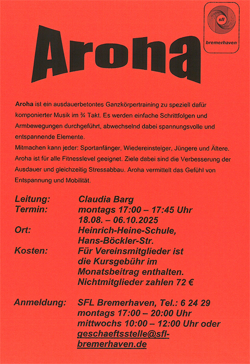 SFL Flyer Aroha